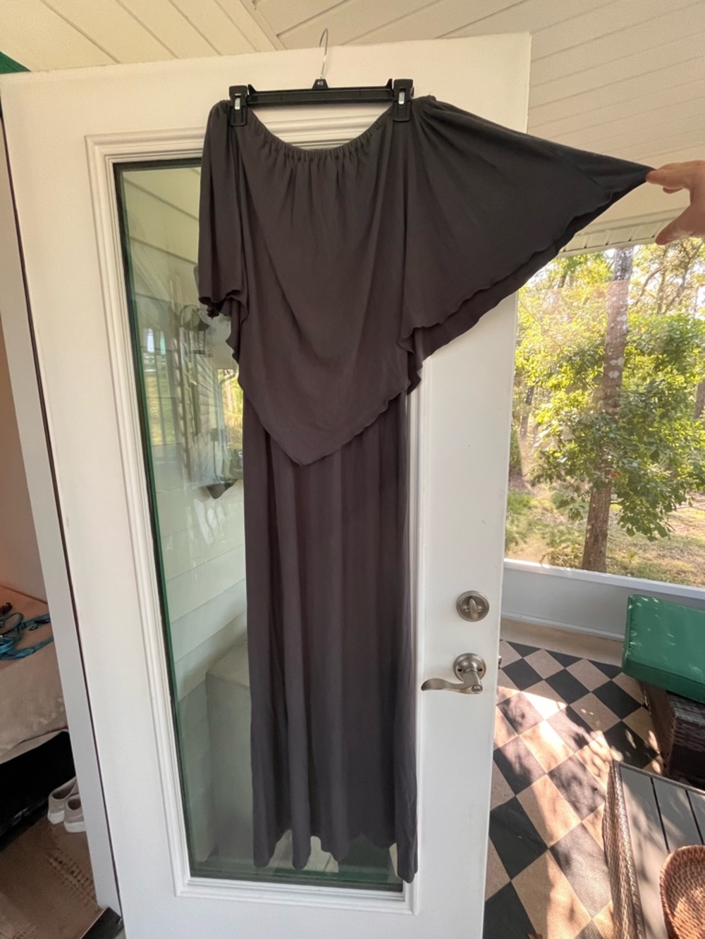 Gray Maxi Dress | Flowy Dolman Sleeve Boho Stretch Waist Dress | XL